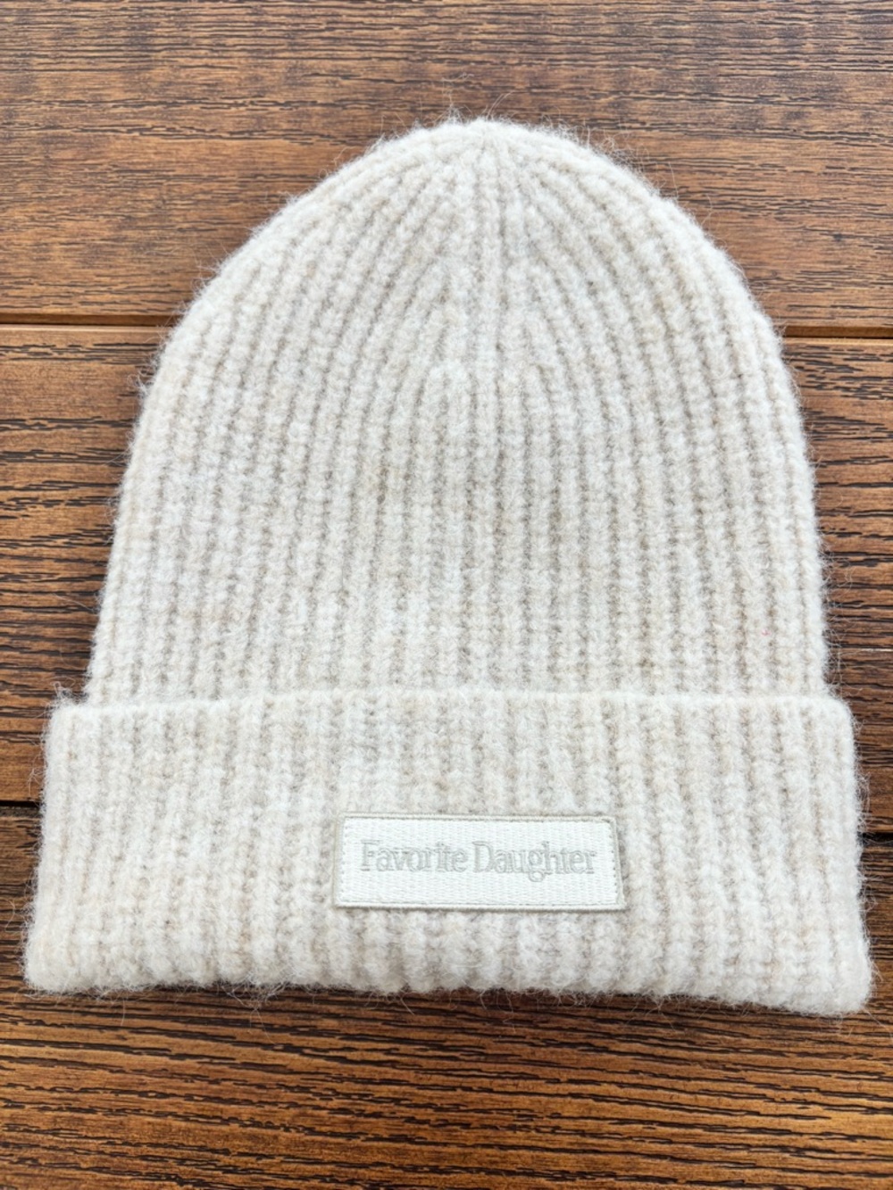 Favorite Daughter Soft Cream Ribbed Beanie